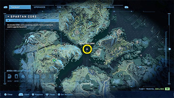 The core is on the south-eastern edge of the region, near the neighboring Graveyards region - Halo Infinite: Mjolnir Armory and Spartan Cores (Connections) - Connections - Halo Infinite Guide