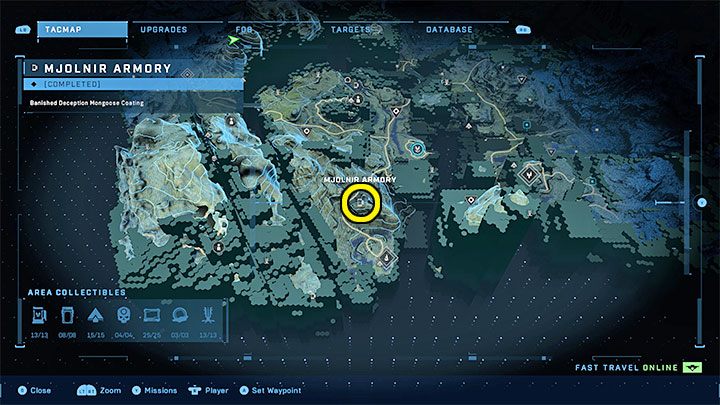 The armory is in the south-western part of the region, fairly close to one of the beacons - Halo Infinite: Mjolnir Armory and Spartan Cores (Reformation) - Reformation - Halo Infinite Guide