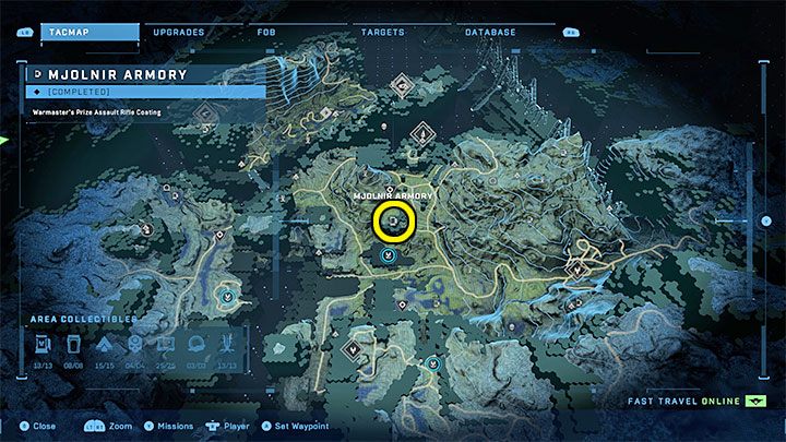 The armory is in the central part of the region, near one of the FOB bases - Halo Infinite: Mjolnir Armory and Spartan Cores (Reformation) - Reformation - Halo Infinite Guide