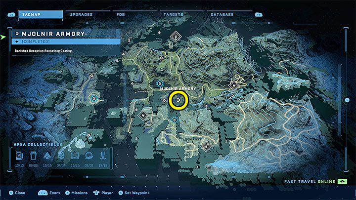 The armory is in the central part of the region, near two FOB bases - Halo Infinite: Mjolnir Armory and Spartan Cores (Reformation) - Reformation - Halo Infinite Guide