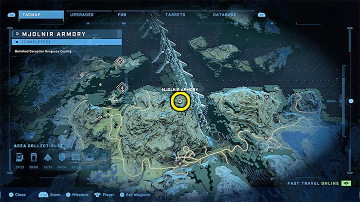 The armory is in the northern part of the region - Halo Infinite: Mjolnir Armory and Spartan Cores (Reformation) - Reformation - Halo Infinite Guide