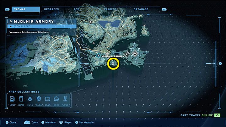 The armory is in the south-eastern part of the region, near the FOB base - Halo Infinite: Mjolnir Armory and Spartan Cores (Reformation) - Reformation - Halo Infinite Guide