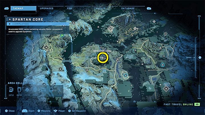 The core is in the western part of the region, next to a beacon representing a UNSC squad requesting help - Halo Infinite: Mjolnir Armory and Spartan Cores (Reformation) - Reformation - Halo Infinite Guide