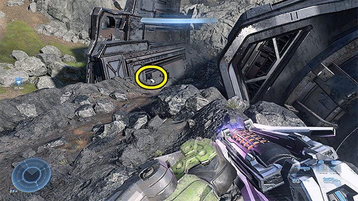 The audio log is east of the marker in the Graveyard area, and you can explore it also later in the campaign - Halo Infinite: Retaliation Category - all Spartan Audio Logs - Spartan audio recordings - Halo Infinite Guide