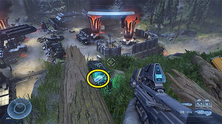 The audio log is located on the hill adjacent to the Ransom Keep - it is shown in the above image - Halo Infinite: Ransom Keep (Lockdown) - list, cores, recordings - Lock - Halo Infinite Guide