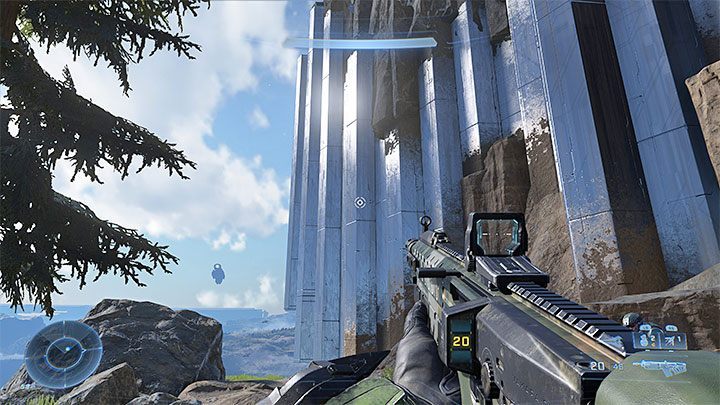 Continue westbound until you reach the great divide and will see a metal wall on the right side (see screen) - Halo Infinite: Fog, 7th skull (open world) - location, where to find? - Skulls - Halo Infinite Guide