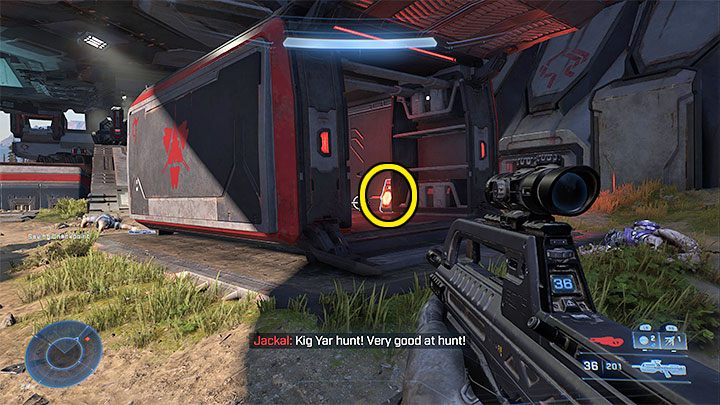 The secret is in one of the containers marked with a large red logo - Halo Infinite: The Tower (Lockdown) - list, skulls, audio logs - Lock - Halo Infinite Guide