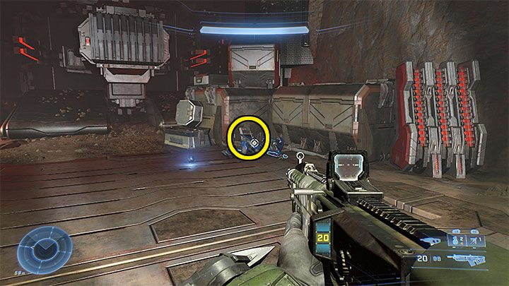 Use the large ramp and after dealing with encountered opponents, look around the first underground area - Halo Infinite: Forge of Teash (Connections) - collectibles, Spartan Cores, Audio Logs - Contacts - Halo Infinite Guide