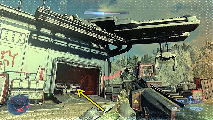 Proceed to the eastern part of the enemy base to locate the entrance to the building shown in the picture - Halo Infinite: Forge of Teash (Connections) - collectibles, Spartan Cores, Audio Logs - Contacts - Halo Infinite Guide