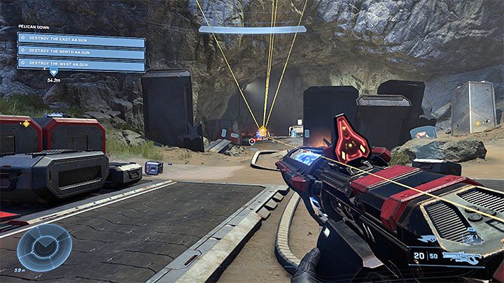 After eliminating all or at least most of the enemies, use the scanner to locate the control consoles that can be utilized to activate the gravity elevators - Halo Infinite: Pelican Down - walkthrough - Main missions - Halo Infinite Guide