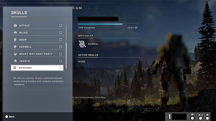 Bandana skull and other skulls' modifiers can be activated only from the main menu - Halo Infinite: Cheats - Basics - Halo Infinite Guide