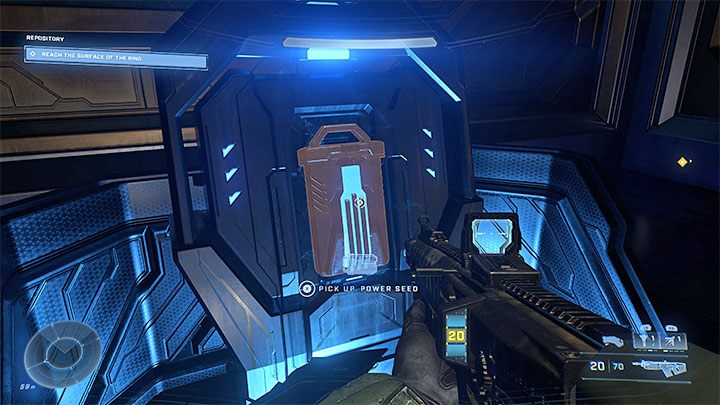 In the newly discovered area, go to the door on the upper level - Halo Infinite: Repository (Reckoning) - collectible list, skulls, audio logs - Settlement - Halo Infinite Guide