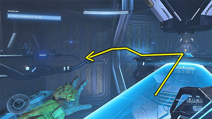 All the while carrying the seed, you need to reach the balconies on the opposite side of the room - step by step instruction - Halo Infinite: Repository (Reckoning) - collectible list, skulls, audio logs - Settlement - Halo Infinite Guide