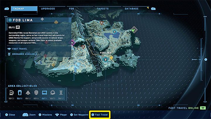 You can use fast travel to move to Allied locations - captured enemy fortresses and FOB bases - Halo Infinite: Fast travel - how to unlock and use? - FAQ - Halo Infinite Guide