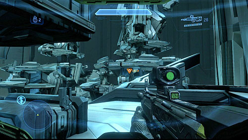 When you go, a sniper shows up on right - Get to the first tower and destroy the wave generator - Shutdown - Halo 4 - Game Guide and Walkthrough