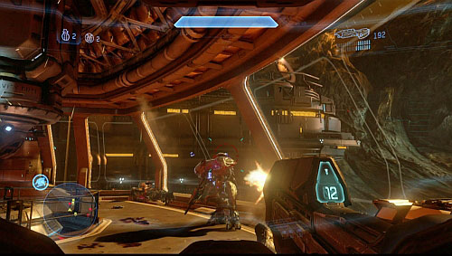 You get to room with a console and two camouflaging enemies - Terminal 6/Evacuate the station - Composer - Halo 4 - Game Guide and Walkthrough