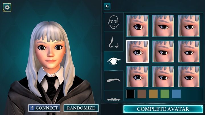 You can choose from nine types of eyes - Character creation in Harry Potter The Hogwarts Mystery - Basic tips - Harry Potter: The Hogwarts Mystery Game Guide
