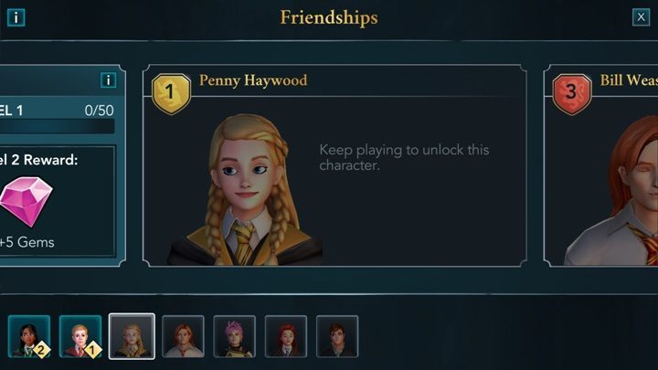 The friends list contains avatars of every encountered character, the level of friendship and the information about the reward which will be received once you develop the friendship - Relationships in Harry Potter The Hogwarts Mystery - Basic tips - Harry Potter: The Hogwarts Mystery Game Guide
