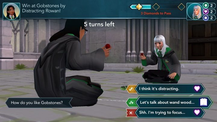 You can quickly develop the friendship by playing gobstones - Relationships in Harry Potter The Hogwarts Mystery - Basic tips - Harry Potter: The Hogwarts Mystery Game Guide