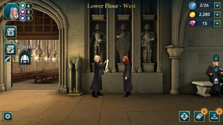 Click on the knight with a sword - How to regenerate energy in Harry Potter The Hogwarts Mystery? - Basic tips - Harry Potter: The Hogwarts Mystery Game Guide