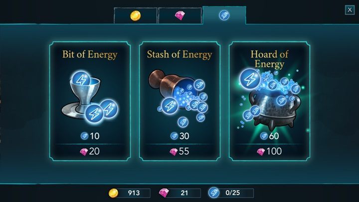 Spend your gems - How to regenerate energy in Harry Potter The Hogwarts Mystery? - Basic tips - Harry Potter: The Hogwarts Mystery Game Guide