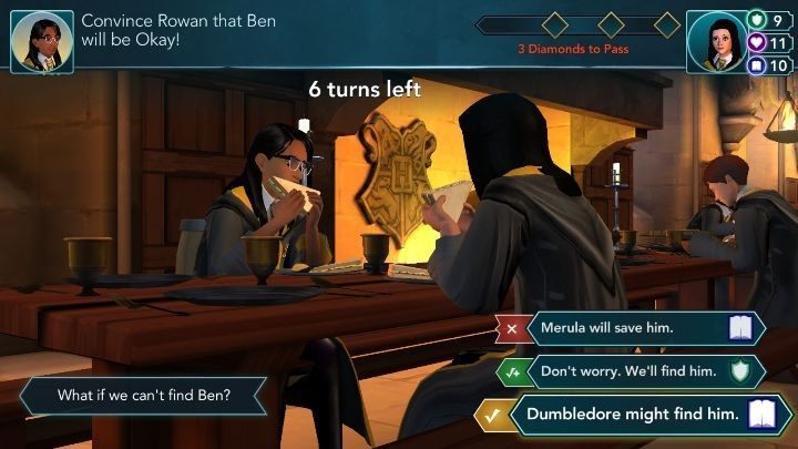 During conversations, a skill that will be developed is shown on each dialogue option - How to develop skills in Harry Potter The Hogwarts Mystery? - Basic tips - Harry Potter: The Hogwarts Mystery Game Guide