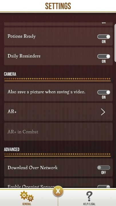 Once you have entered the settings, turn off the AR+ option - Game problems in Harry Potter Wizards Unite - Appendix - Harry Potter Wizards Unite Guide