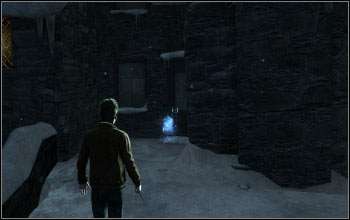 Once Hermione finishes with the door don't go through it but head forwards - Collectibles - The Streets of Hogsmeade - Harry Potter and the Deathly Hallows Part 2 - Game Guide and Walkthrough