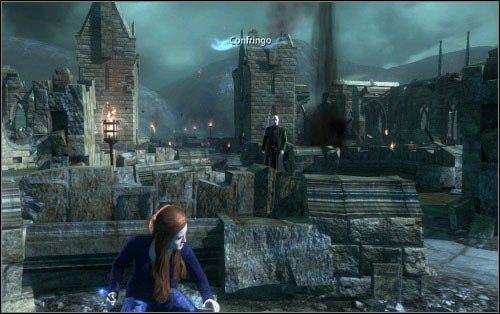 The whole action takes place between the debris at the school's courtyard - Walkthrough - Not My Daughter - Harry Potter and the Deathly Hallows Part 2 - Game Guide and Walkthrough