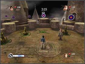 In this task you have to catapult bubotubers (C) at the targets - Harry Potter and the Goblet of Fire: Moodys challenges - Harry Potter and the Goblet of Fire: Walkthrough - Harry Potter and the Goblet of Fire Game Guide & Walkthrough