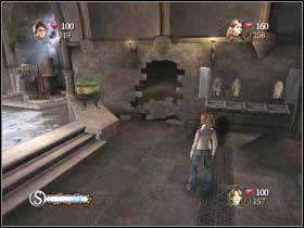 Use cauldrons (C) to destroy the wall - Harry Potter and the Goblet of Fire: Prefects bathroom part 1 - Harry Potter and the Goblet of Fire: Walkthrough - Harry Potter and the Goblet of Fire Game Guide & Walkthrough