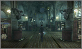 Turn right on the fork and go down the stairs [1] - Meeting at the Astronomy Tower - Walkthrough - Harry Potter and the Half-Blood Prince - Game Guide and Walkthrough