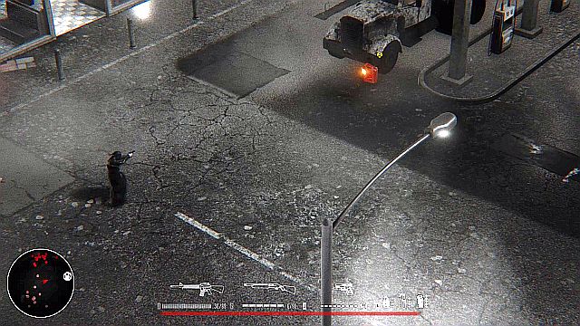 A single, well-aimed shot at the canister will blow up the entire fuel station. - Mission 3 - Train | Walkthrough - Walkthrough - Hatred Game Guide & Walkthrough