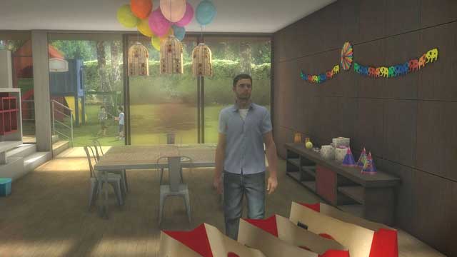 Shelf, red door, presents above - pick the plates from inside - Prologue | Heavy Rain Walkthrough - Walkthrough - Heavy Rain Guide