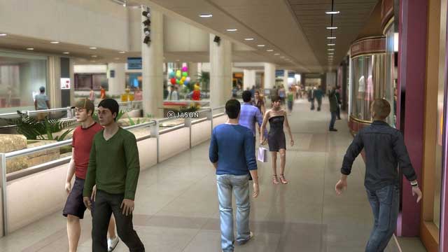 First go towards the clown and the balloons. You wont need to look inside the shops - Prologue | Heavy Rain Walkthrough - Walkthrough - Heavy Rain Guide