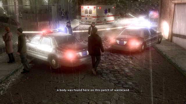 Go towards the crime scene by asking the policemen about Blake... - Crime Scene | Heavy Rain Walkthrough - Walkthrough - Heavy Rain Guide