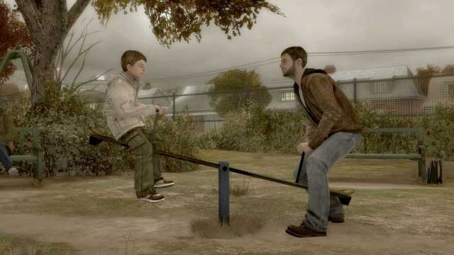 Play awhile with your son. In order to obtain the trophy you must use two activities and successfully complete related QTEs - The Park | Heavy Rain Walkthrough - Walkthrough - Heavy Rain Guide