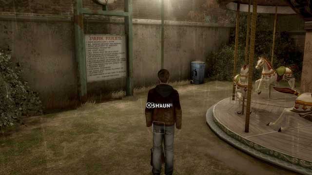 You wont find anyone after returning to the playground, only an empty backpack at the carousel - The Park | Heavy Rain Walkthrough - Walkthrough - Heavy Rain Guide