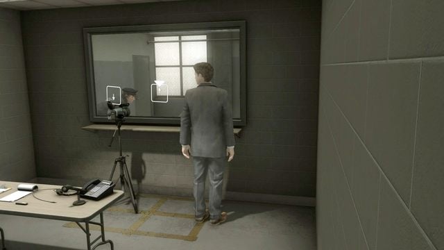 Go to the room adjacent to the interrogation room and turn off the camera - this will allow you to win the Wise Guy trophy - Fugitive | Heavy Rain Walkthrough - Walkthrough - Heavy Rain Guide