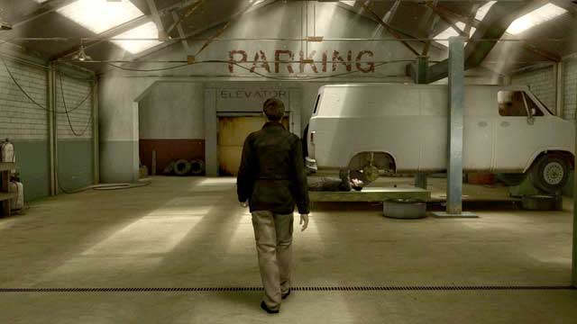 Speak with the mechanic and then use the yellow elevator - The Bear | Heavy Rain Walkthrough - Walkthrough - Heavy Rain HD Guide