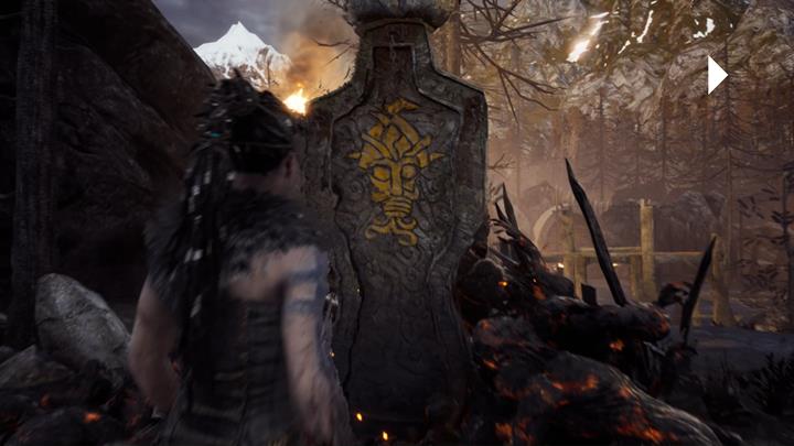 Touch the stone bloc. - Hellblade Senuas Sacrifice: First burning gate in Surts Realm - Surts Realm - Hellblade: Senuas Sacrifice Game Guide