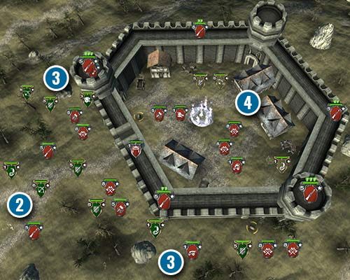 Some of your units are engaged in battle in front of the castle and are mixed with enemy units (2) - Hammerstone Siege | Elves Campaign - Side mission - Hex Commander Game Guide