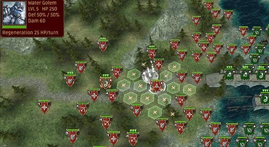 The golem is a difficult enemy. Attack it when you gain the upper hand on the battlefield and destroy his supporting healer squads. - Mission 10 - Shallow Pass | Greenskins Campaign - Greenskins Campaign - Hex Commander Game Guide