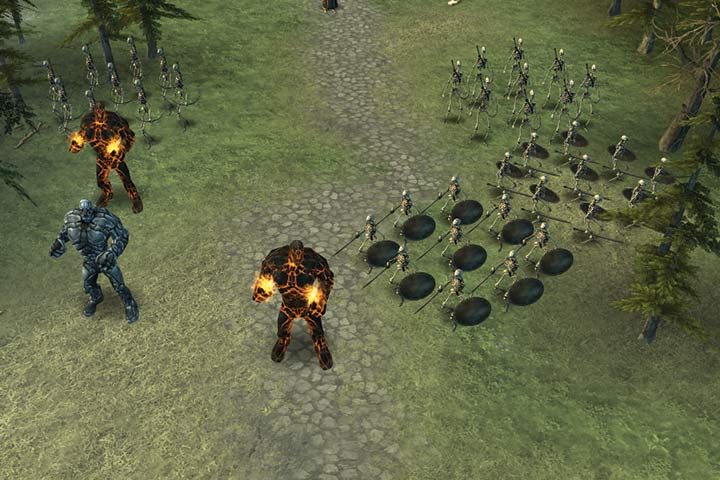 Golems and Dead are very resistant. Stone Golems (on the left) with their ranged attacks and Lava Golems (in the middle) and their powerful melee attacks can cause you a lot of problems. - Dead and Golems | Enemies Units - Enemies | Units - Hex Commander Game Guide