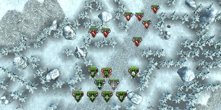 A slow advance towards the camp will allow you to use the firepower of your Catapults. Start by eliminating the Cavalry, which is a very mobile force in the open field. - Mission 14 - Unexpected Strike | Elves Campaign - Elves Campaign - Hex Commander Game Guide