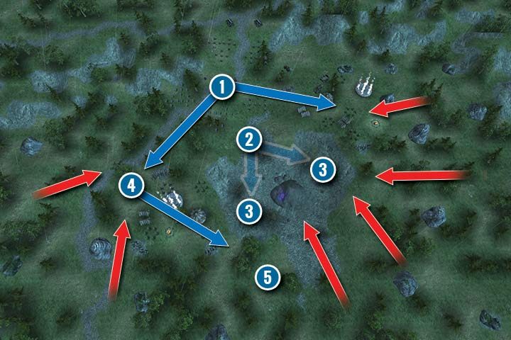 The Elves will be your enemy only for one turn - Mission 19 - Stepping Stones - Dwarves Campaign Walkthrough - Dwarves Campaign - Hex Commander Game Guide