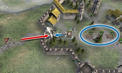 Ballistae placed like that wont have problems with the incoming enemies. - Mission 21 - Elvish Outpost | Campaign - Human Campaign - Hex Commander Game Guide