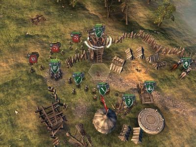 Infantry guarding a narrow passage, ranged units on turrets and at the back - this fort wont yield easily - How to Attack and Defend | Beginners Guide - Beginners Guide - Hex Commander Game Guide