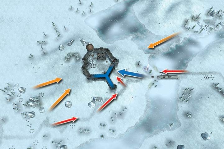 At the start of the scenario your hero and three crossbowmen squads stand on a bridge - Mission 2 - Ice Horn | Campaign - Human Campaign - Hex Commander Game Guide