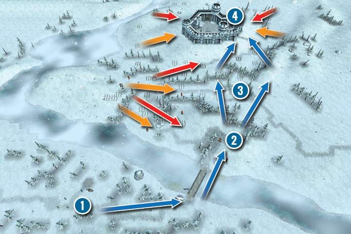 Your squad consists of 5 units - 2 heroes and 3 Mages - Mission 27 - Dar-Dar Fortress | Campaign - Human Campaign - Hex Commander Game Guide